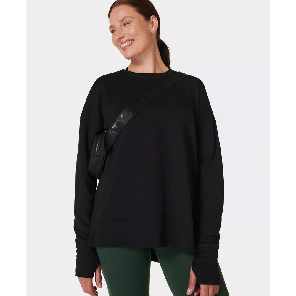 Sweaty Betty Women's After Class Longline Sweatshirt Black Organic Cotton Blend